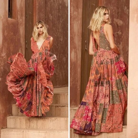 Anthropologie Mes Demoiselles Bonnie Floral Eyelet Boho Maxi Dress Size 38 - Picture 3 of 15